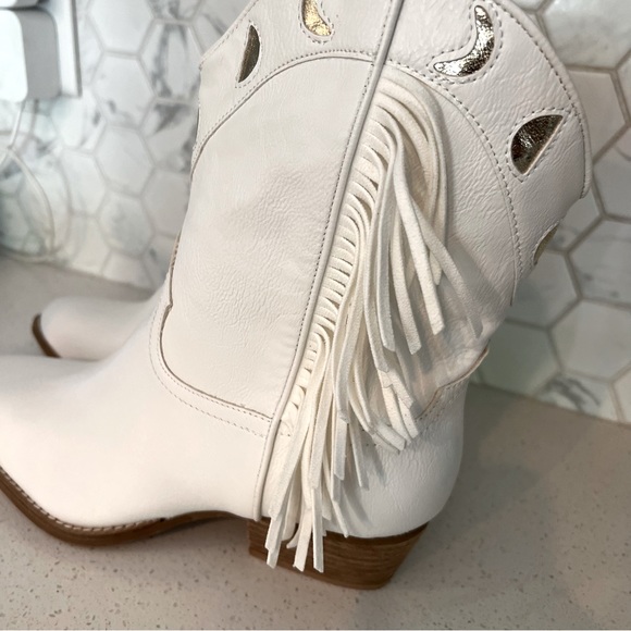 NEW Pointy Toe Stack Block Heel Zip Up Western Boots, Metallic Moon size 8 - Picture 3 of 6